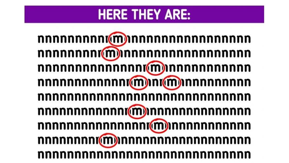 localize todas as letras “m”