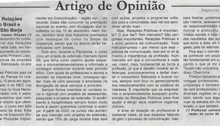 Exemplo de Artigo de Opinião