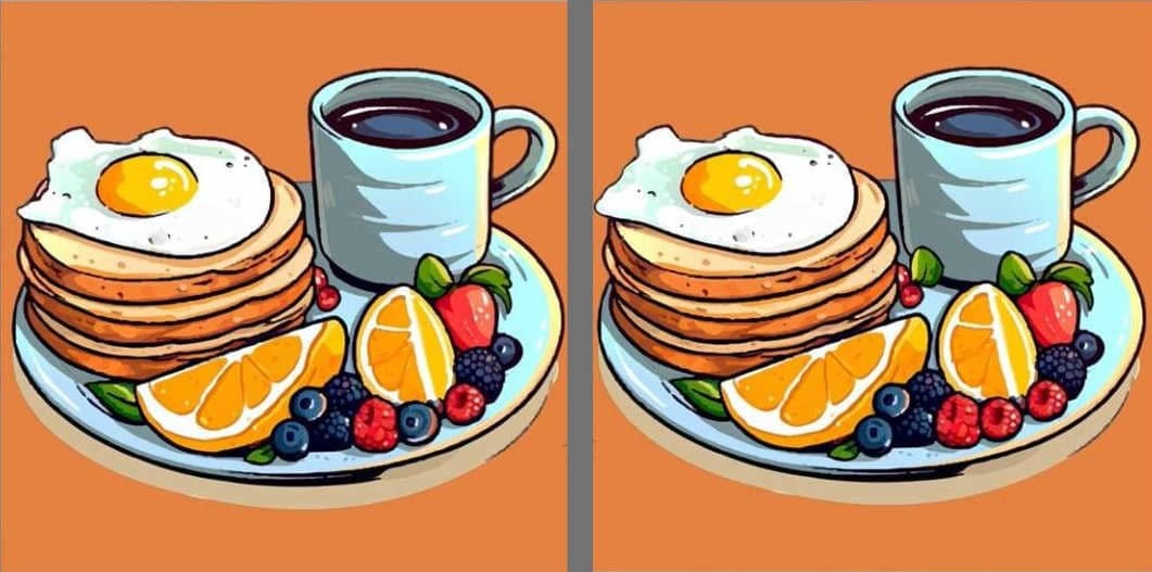 Teste de concentração: Encontre os 3 erros no prato de café da manhã em apenas um minuto