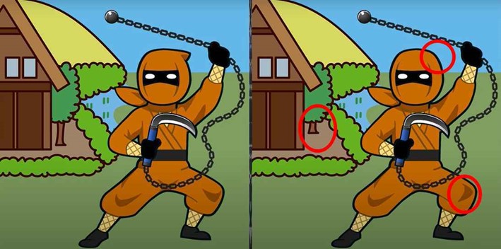 Jogo dos 3 erros: Seja um ninja das visões e encontre as diferenças em menos de 12 segundos!