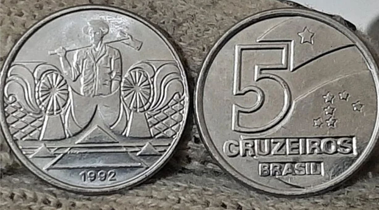 Estas moedas de 5 cruzeiros já valem R$ 100,00