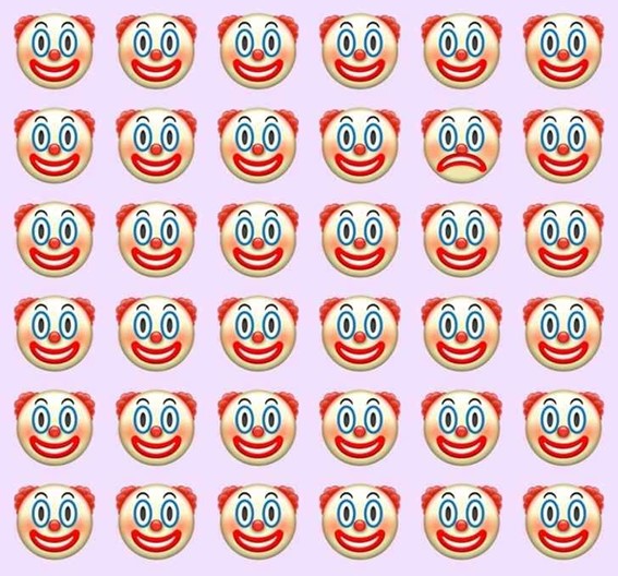 Encontre o palhaço triste em menos de 10 segundos para resolver esse teste de concentração