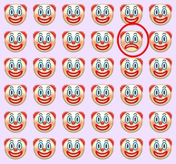 Encontre o palhaço triste em menos de 10 segundos para resolver esse teste de concentração