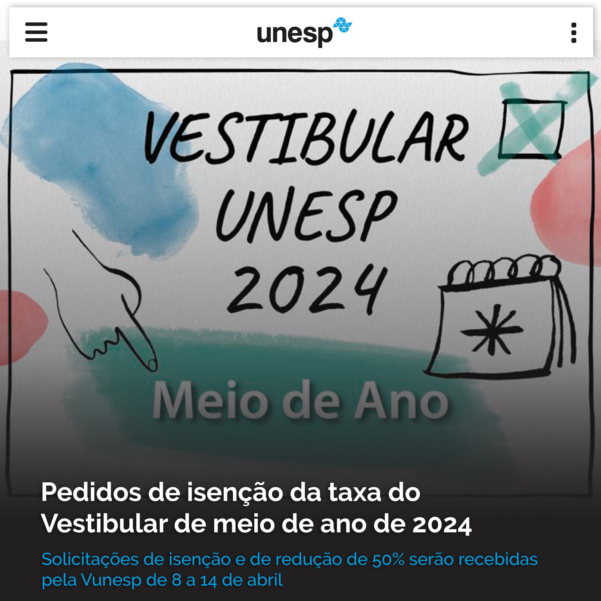 Vestibular Meio de Ano Unesp