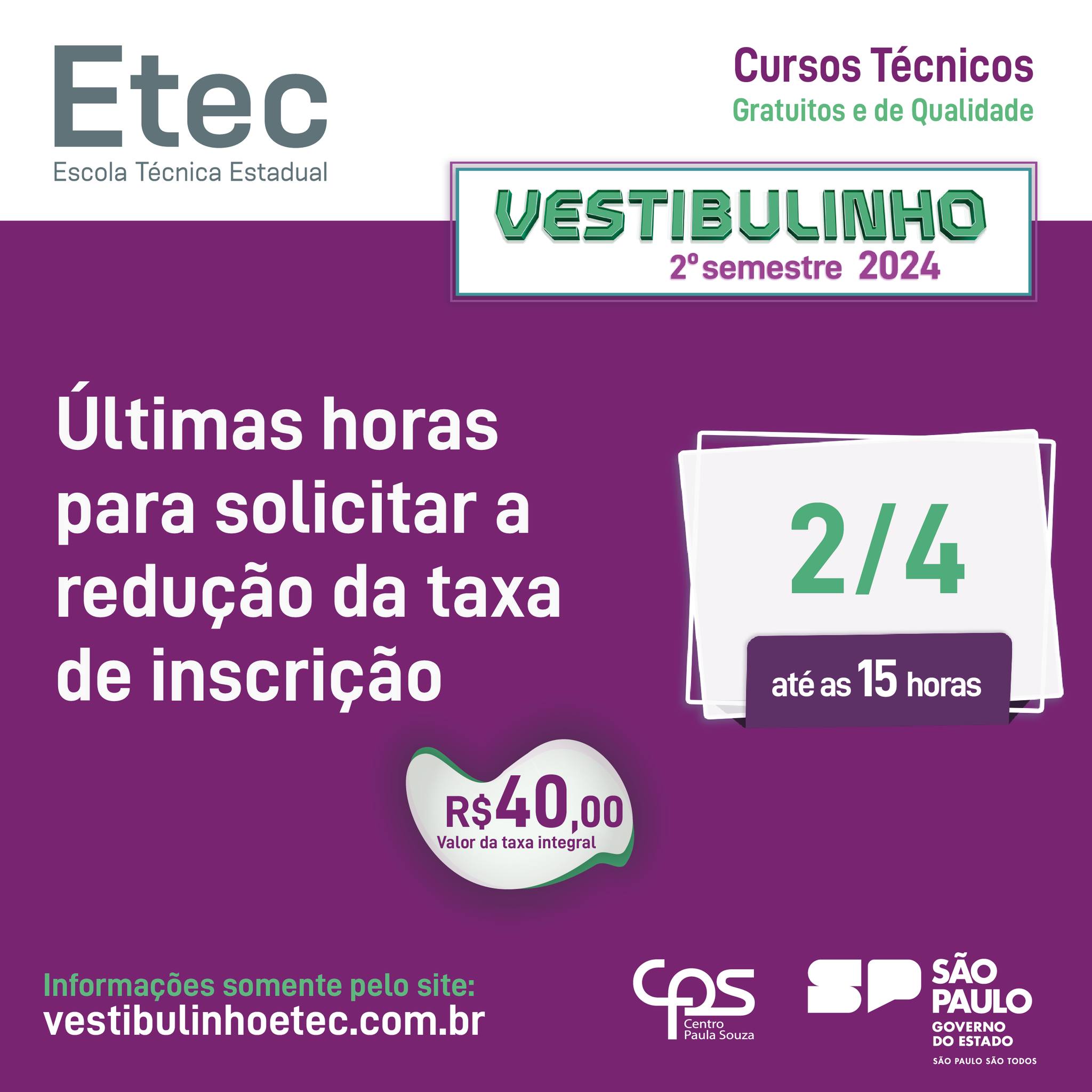 Vestibulinho Etecs 2024/2