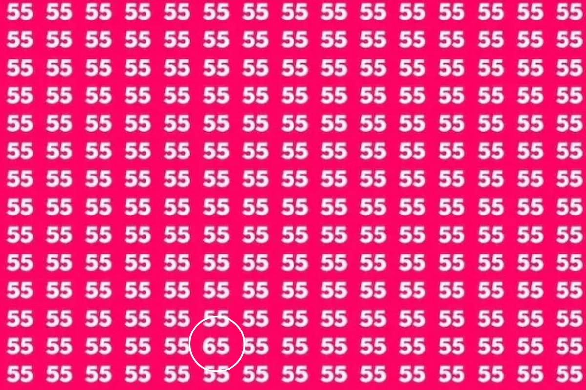 Encontrando o número 65 em meio aos números 55.