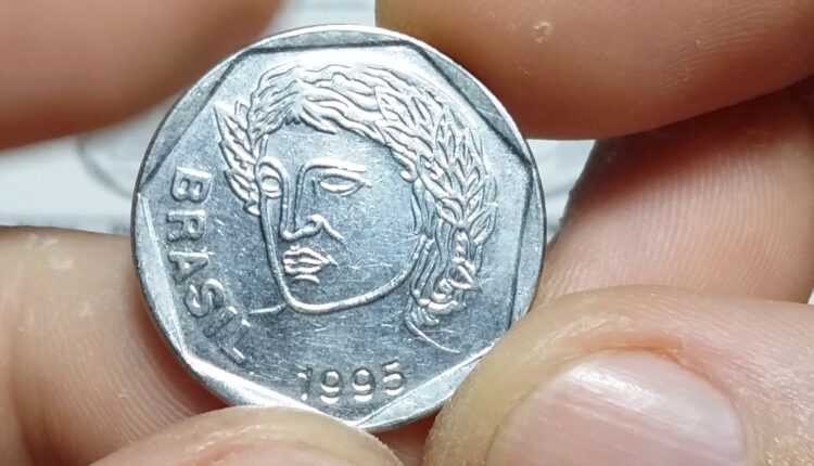 Moeda 25 centavos 1995. Imagem: Cláudio André Coleções
