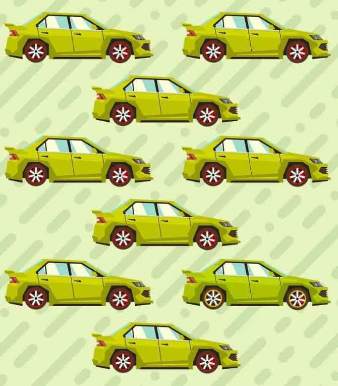 Encontre o carro diferente na imagem.
