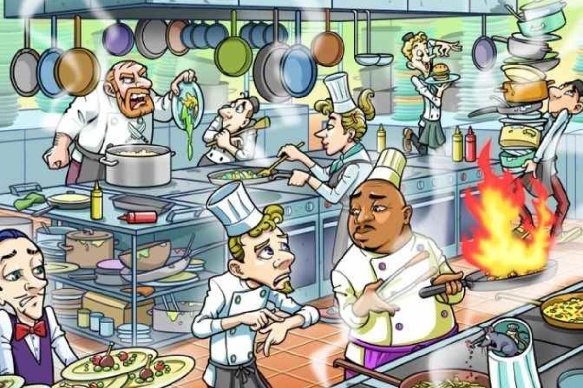 Encontre o relógio perdido na cozinha.