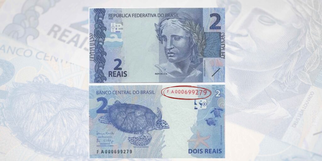Nota de dois reais "FA".