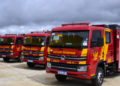 Frota de viaturas do Corpo de Bombeiros Militar de Alagoas durante preparação para o concurso da corporação.