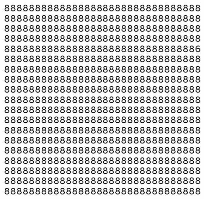 Encontre o 6 entre os 8's neste desafio de ótica.