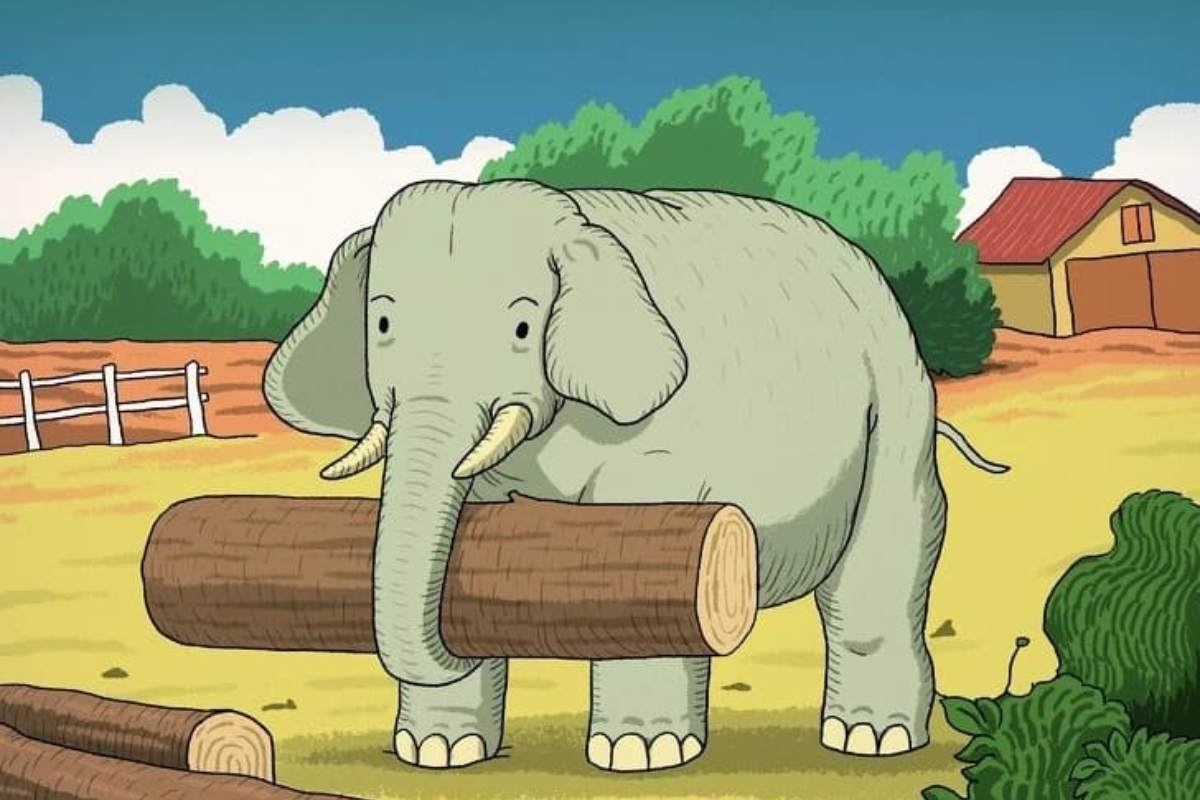 Encontre o cavalo na imagem do elefante.