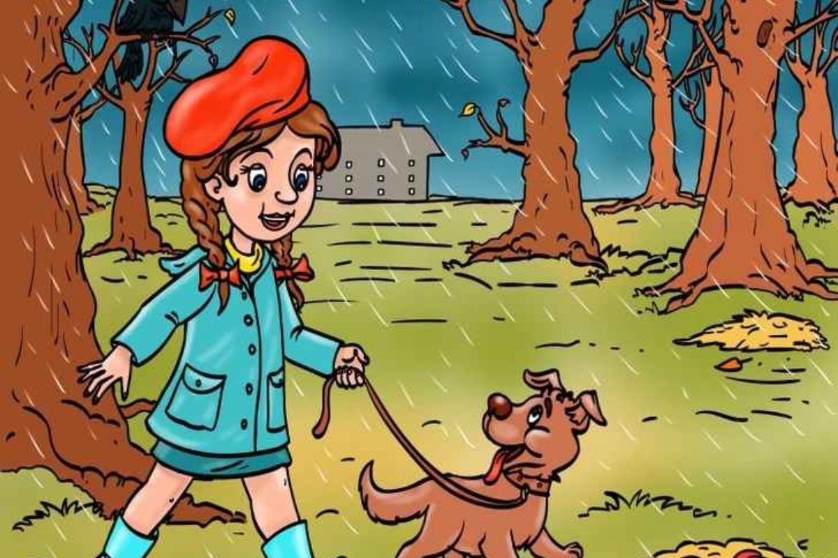 Encontre o erro na imagem da garota com o cachorro.