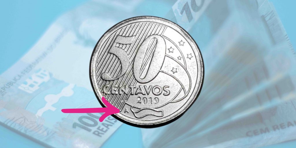 Moeda de 50 centavos de 2019 com a letra A