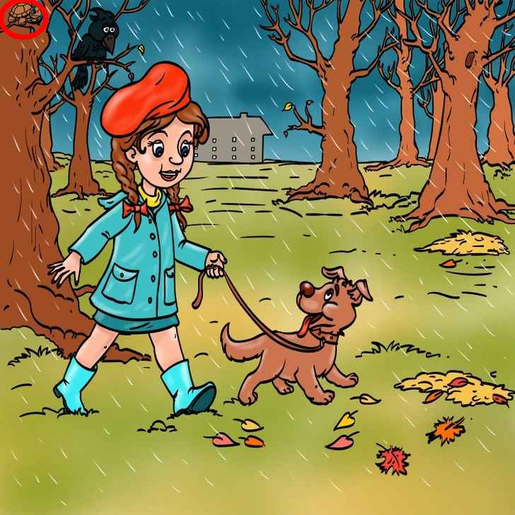 Resposta de onde está erro na imagem da garota com o cachorro.