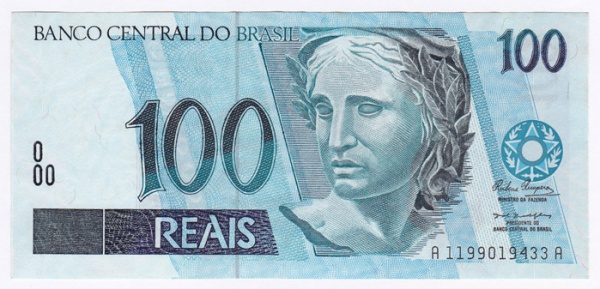 Cédula 100 reais série A1199 Cédula 100 reais série A1199