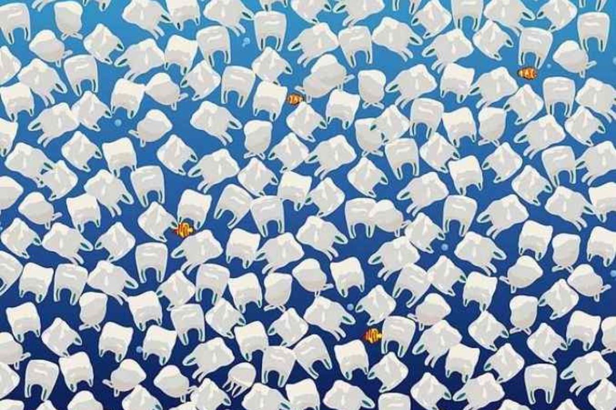 Encontre a água-viva entre as sacolas de plástico.