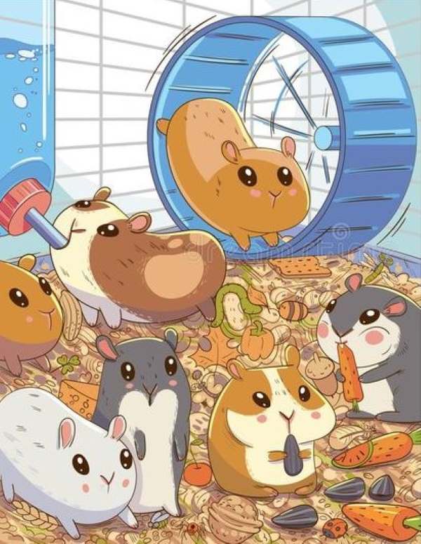 encontre a folha entre os hamster Encontre a folha entre os hamsters.