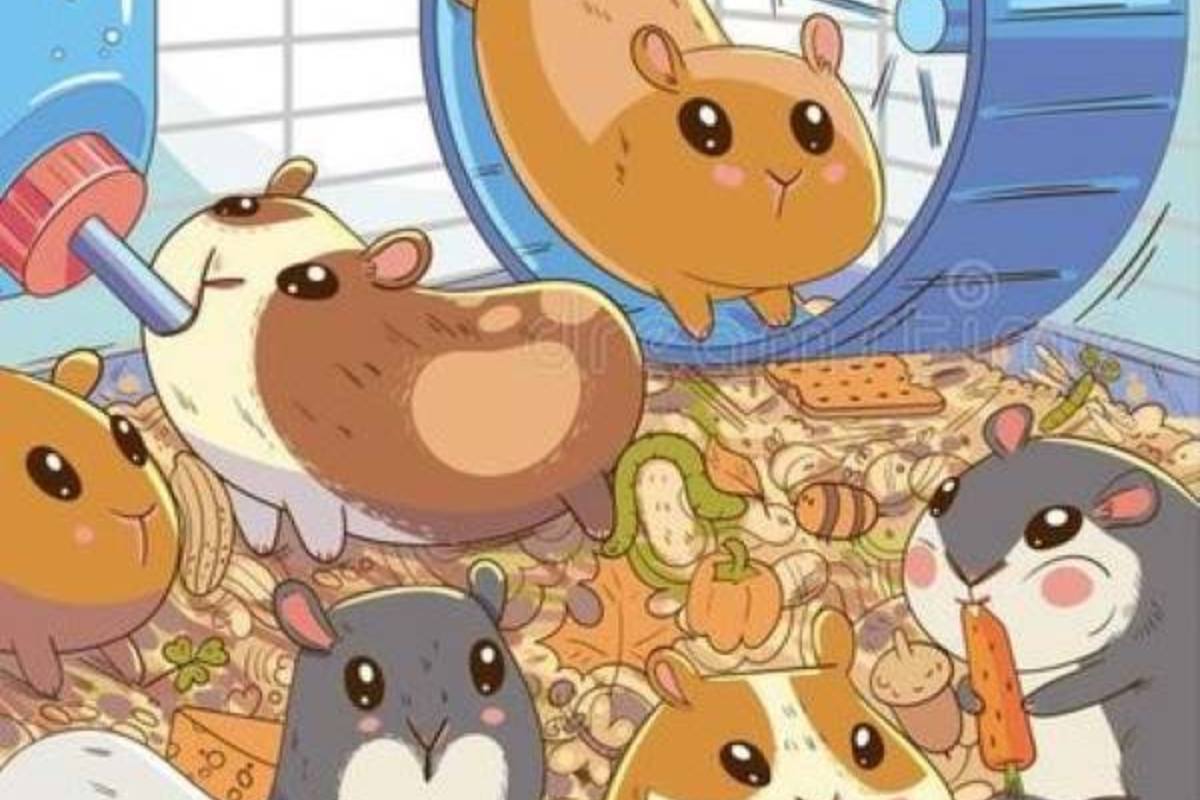Encontre a folha entre os hamsters.