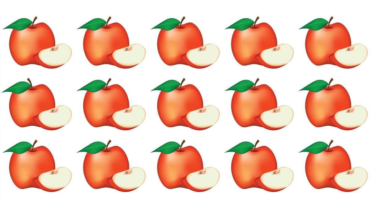 encontre a maca diferente Encontre a maçã diferente nesta imagem.