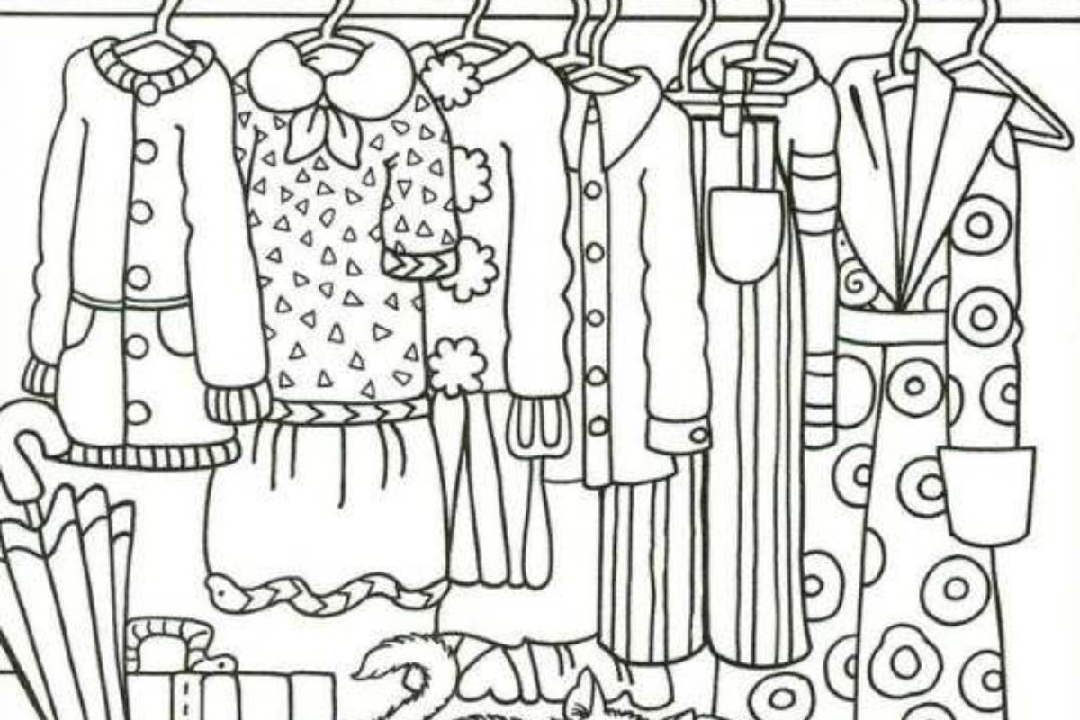 Encontre o lápis no guarda-roupa.