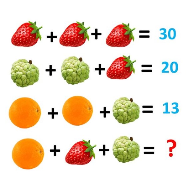 encontre o valor das frutas na imagem Encontre o valor das frutas na imagem.