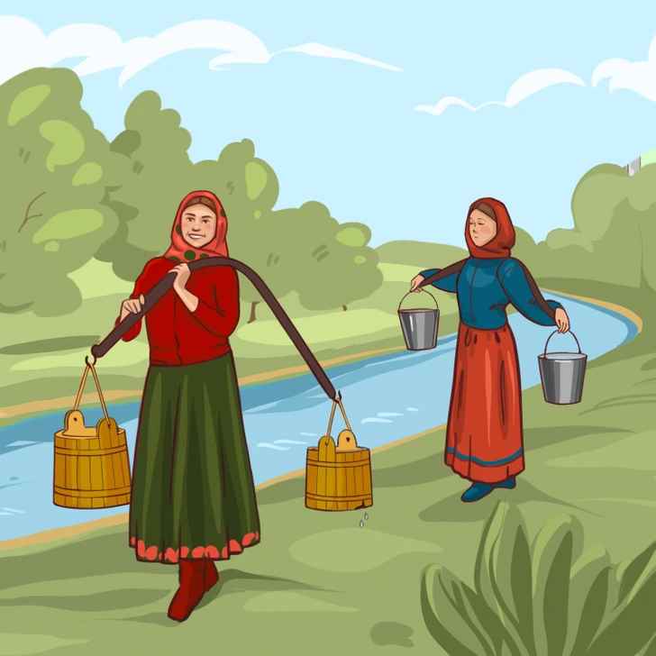 qual das mulheres trara mais agua Qual das mulheres trará mais água?