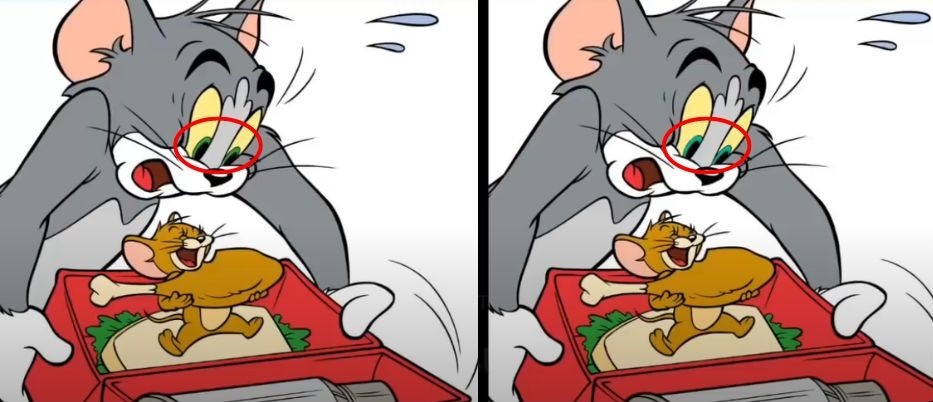 resposta de onde esta a diferenca na imagem do tom e jerry Resposta de onde está a diferença na imagem do Tom e Jerry.
