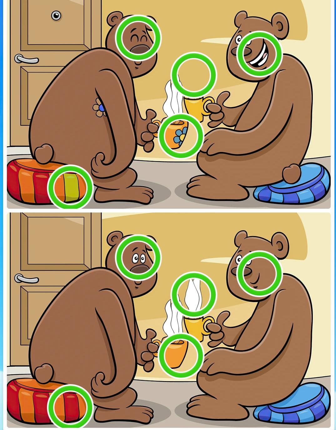 Jogo dos cinco erros: encontre as diferenças entre as imagens do urso em menos de 10 segundos Jogo dos cinco erros Resultado