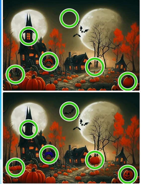 Jogo dos 6 erros: encontre as diferenças entre as imagens do dia das bruxas em 10 segundos Resultado do Jogo dos 6 erros