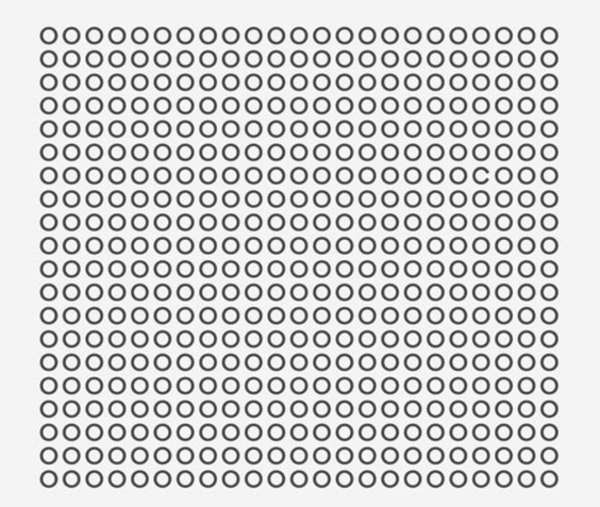 encontre o c entre as letras os Encontre a letra C entre as letras O's.