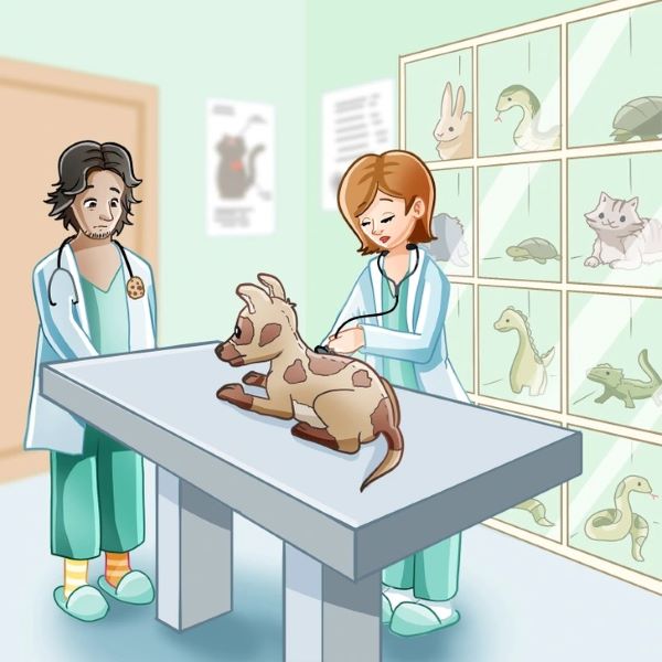 encontre o erro na clinica veterinaria Encontre 3 erros na clínica veterinária.