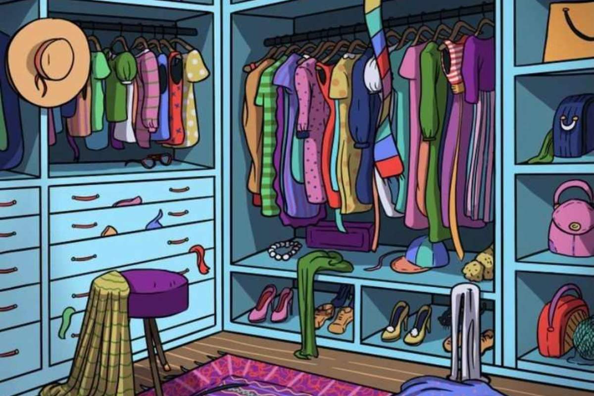Encontre o gato no closet.
