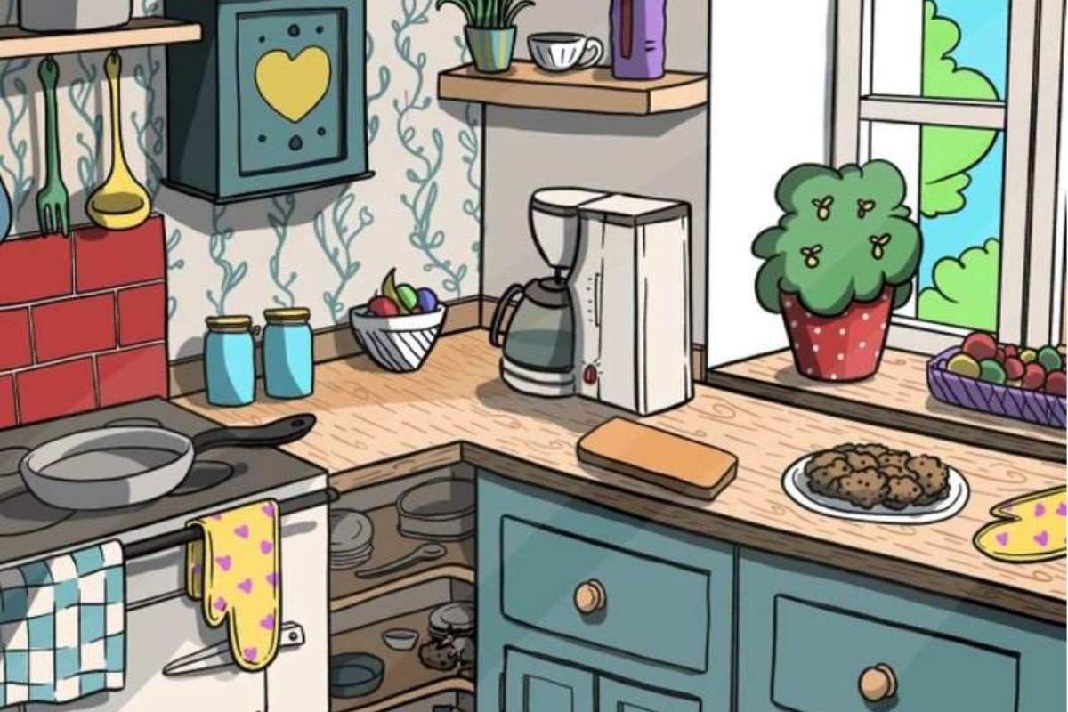 Encontre o rato na cozinha.