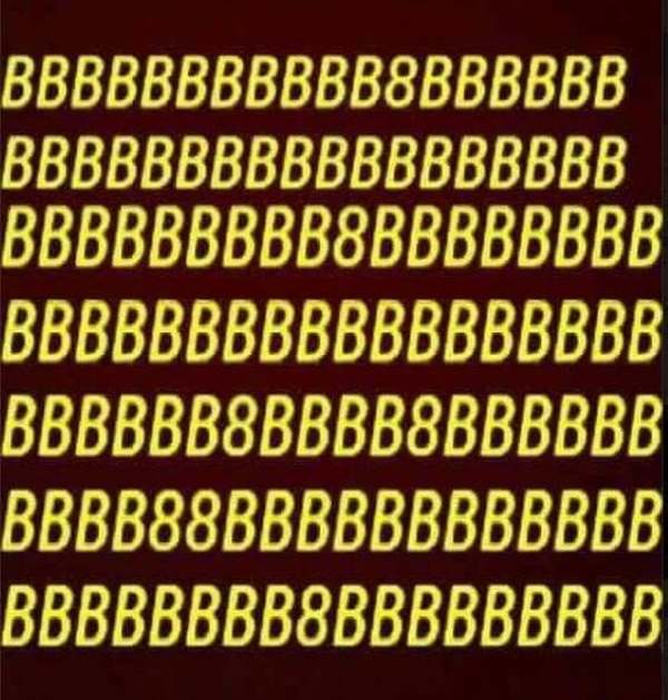 encontre os numeros s entre os bs Encontre os números 8's entre os B's.