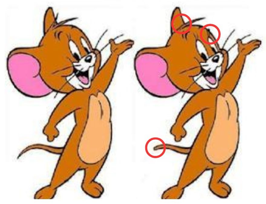 resposta do jogo dos erros do tom e jerry Resposta de onde estão os 3 erros.