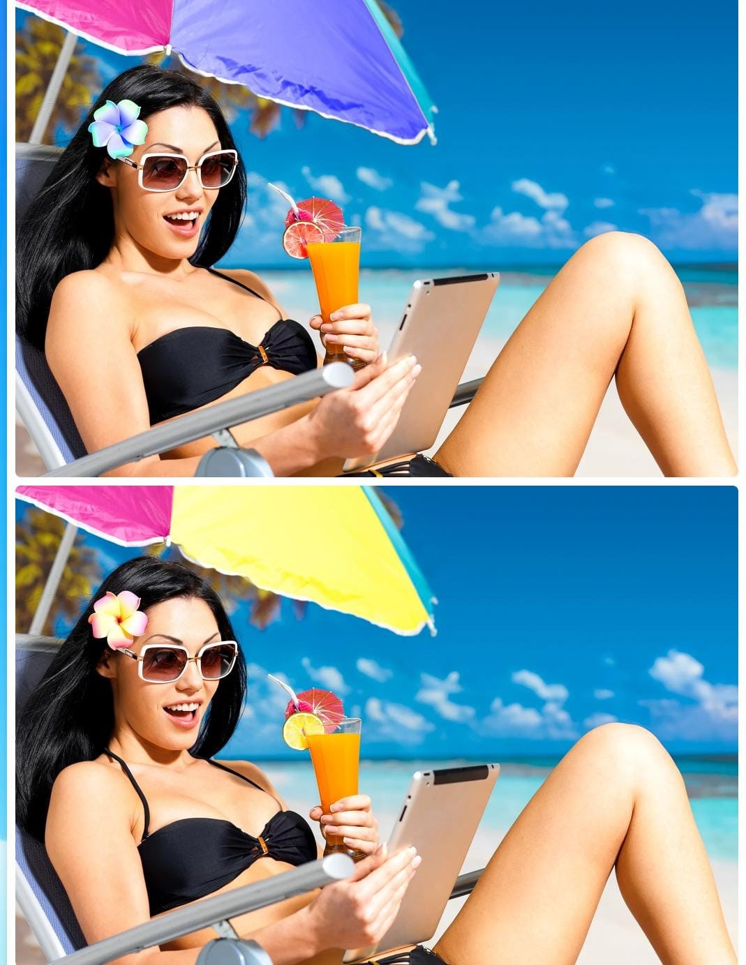 Jogo das diferenças da praia: encontre cinco erros em 10 segundos Desafio do Jogo das diferenças da praia