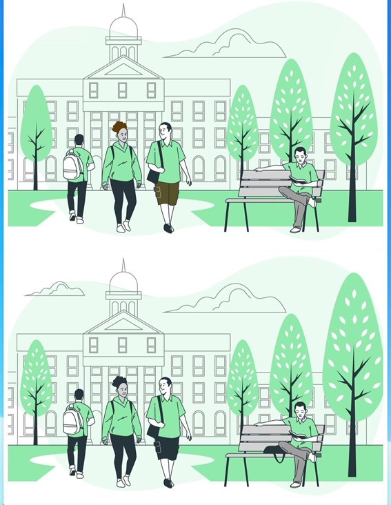 Jogo dos cinco erros dos universitários: encontre as diferenças em 10 segundos Desafio do Jogo dos cinco erros dos universitários