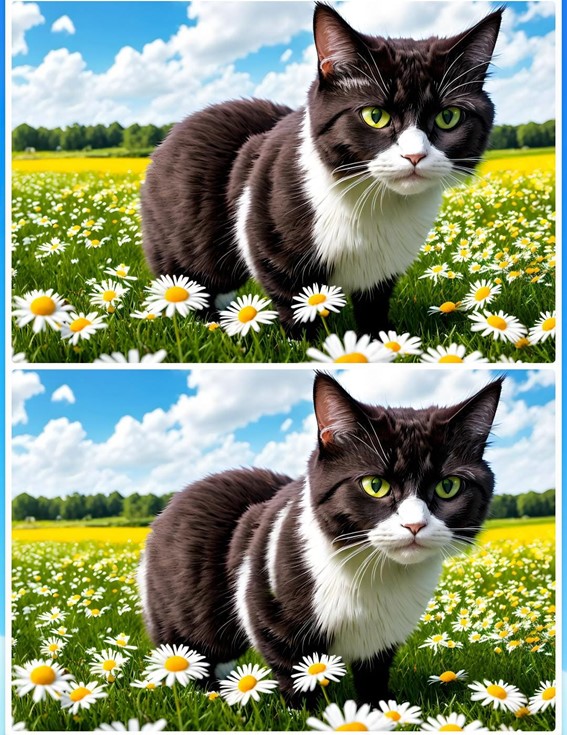 Jogo dos cinco erros do gato: encontre as diferenças em menos de 10 segundos Desafio do Jogo dos cinco erros do gato