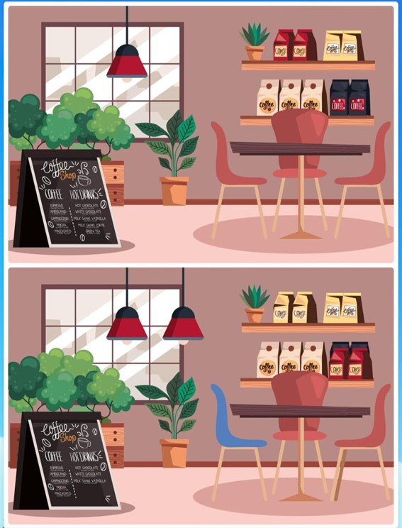 Jogo dos 7 erros da cafeteria: encontre as diferenças em 20 segundos Desafio do Jogo dos 7 erros da cafeteria