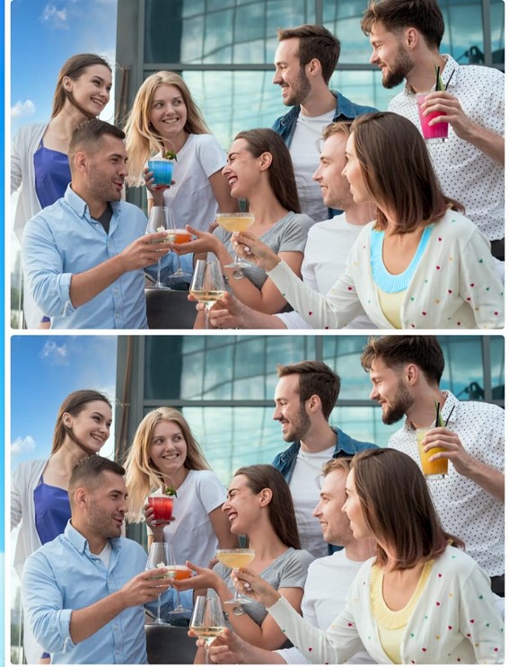 Jogo das diferenças dos amigos: encontre três erros entre as imagens do encontro de amigos em menos de 10 segundos Desafio do Jogo das diferenças dos amigos