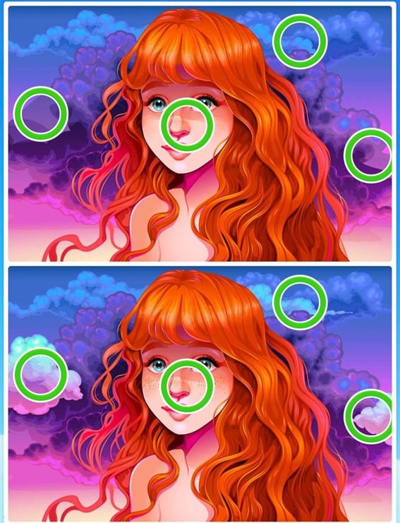 Jogo dos quatro erros da ruiva: encontre as diferenças entre as imagens da menina em menos de 10 segundos Resultado do Jogo dos quatro erros da ruiva