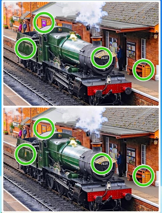 Jogo das diferenças do trem: encontre quatro erros entre as imagens da locomotiva em menos de 10 segundos Resultado do Jogo das diferenças do trem