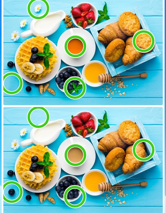 Jogo dos cinco erros do café da manhã: encontre as diferenças entre as imagens em menos de 10 segundos Resultado do Jogo dos cinco erros do café da manhã