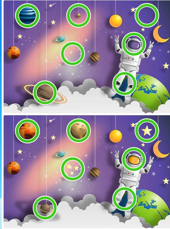 Jogo dos 7 erros do astronauta: encontre as diferenças entre as imagens em 10 segundos Resultado do Jogo dos 7 erros do astronauta