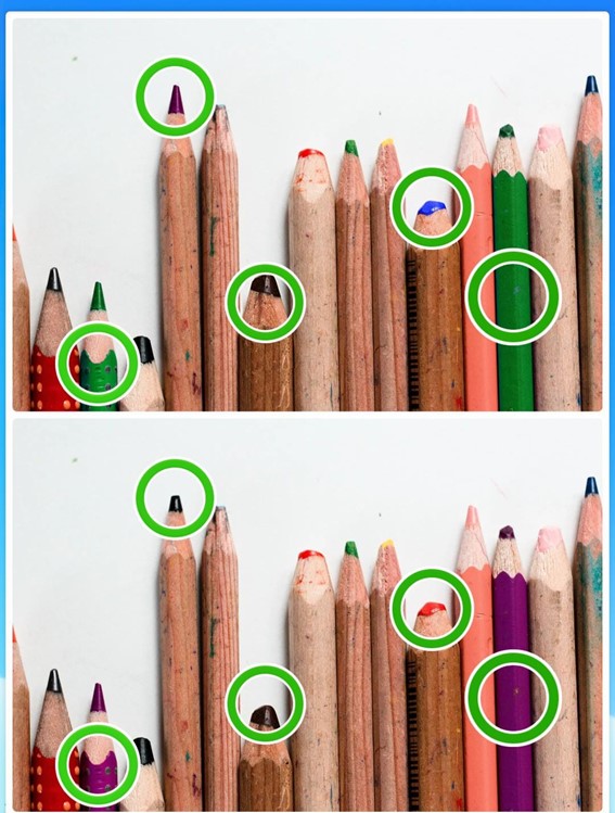Jogo dos cinco erros do lápis: encontre as diferenças entre as imagens em menos de 10 segundos Resultado do Jogo dos cinco erros do lápis