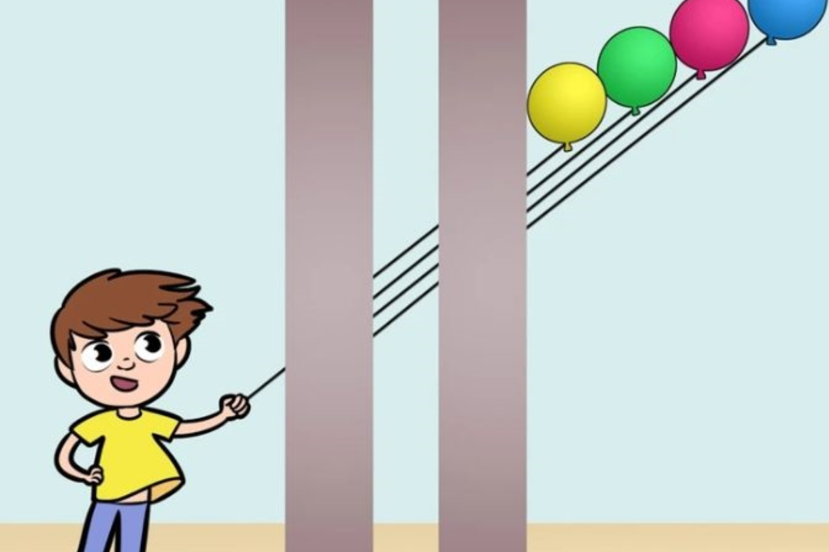 Descubra qual balão o menino está segurando.