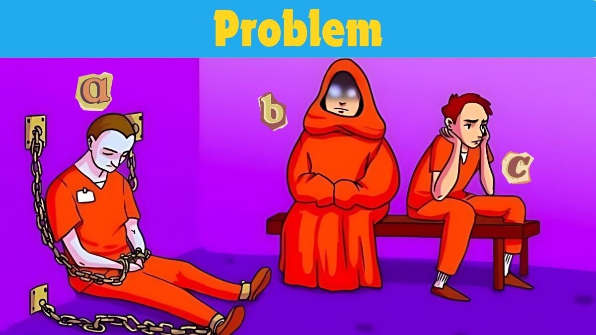 descubra qual dos tres prisioneiros e o fantasma Descubra qual dos três prisioneiros é o fantasma. Fonte: Jagran Josh.