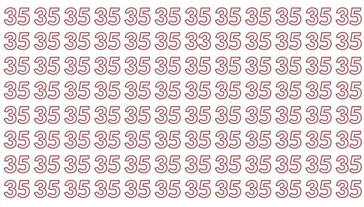 encontre o numero entre os numeros Descubra onde está o número 33 entre os 35. Imagem: Youtube/Reprodução.